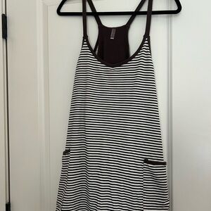 FP Movement Brown and White Striped Hot Shot Mini Dress Size Medium